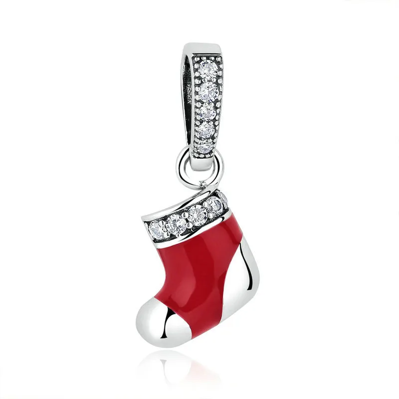 pandora style silver christmas socks dangle scc074