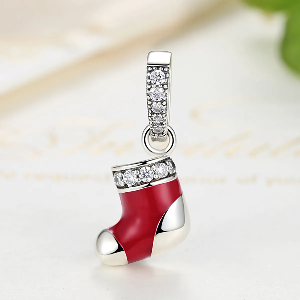 Pandora Style Silver Christmas Socks Dangle - SCC074