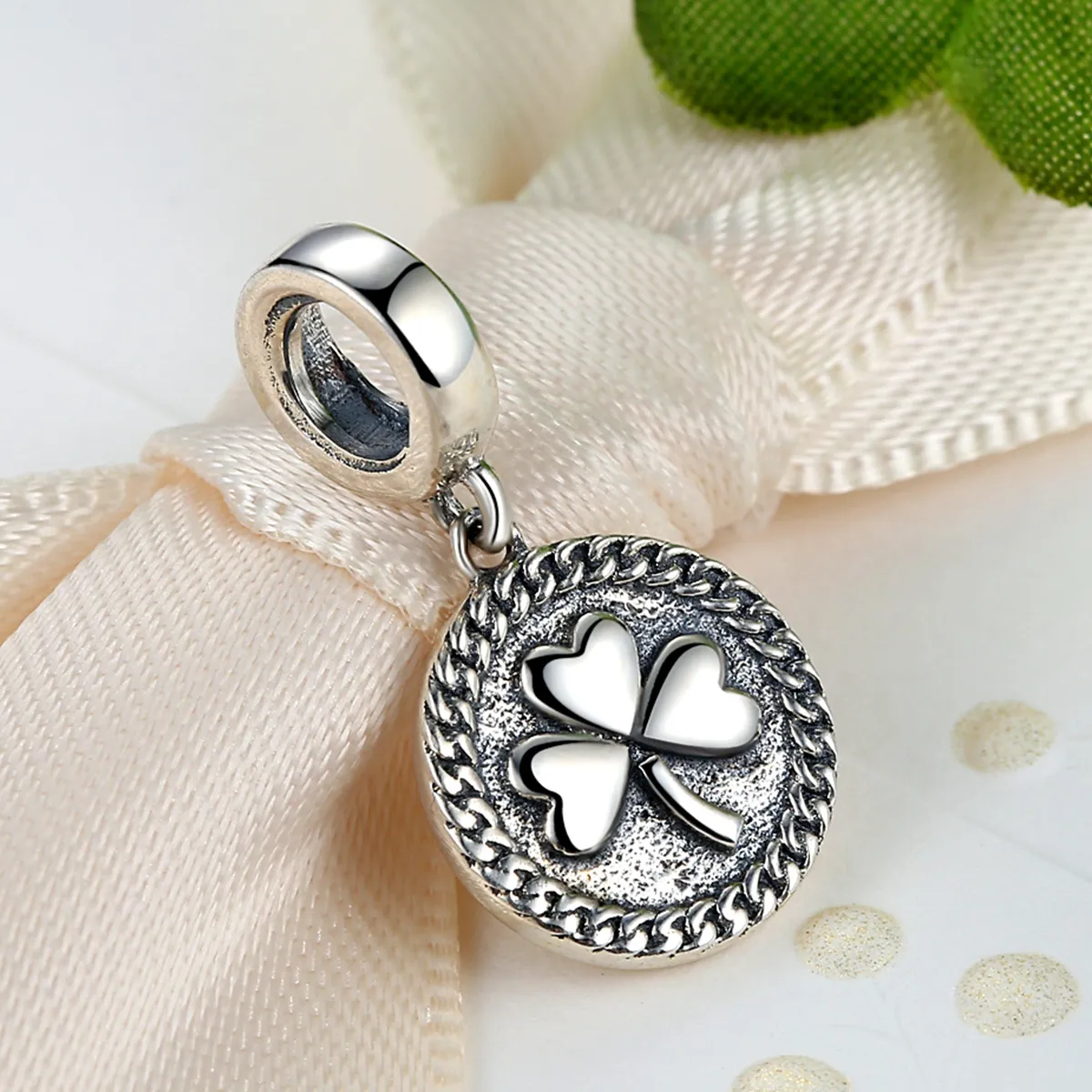 Pandora Style Silver Clover Dangle - SCC039