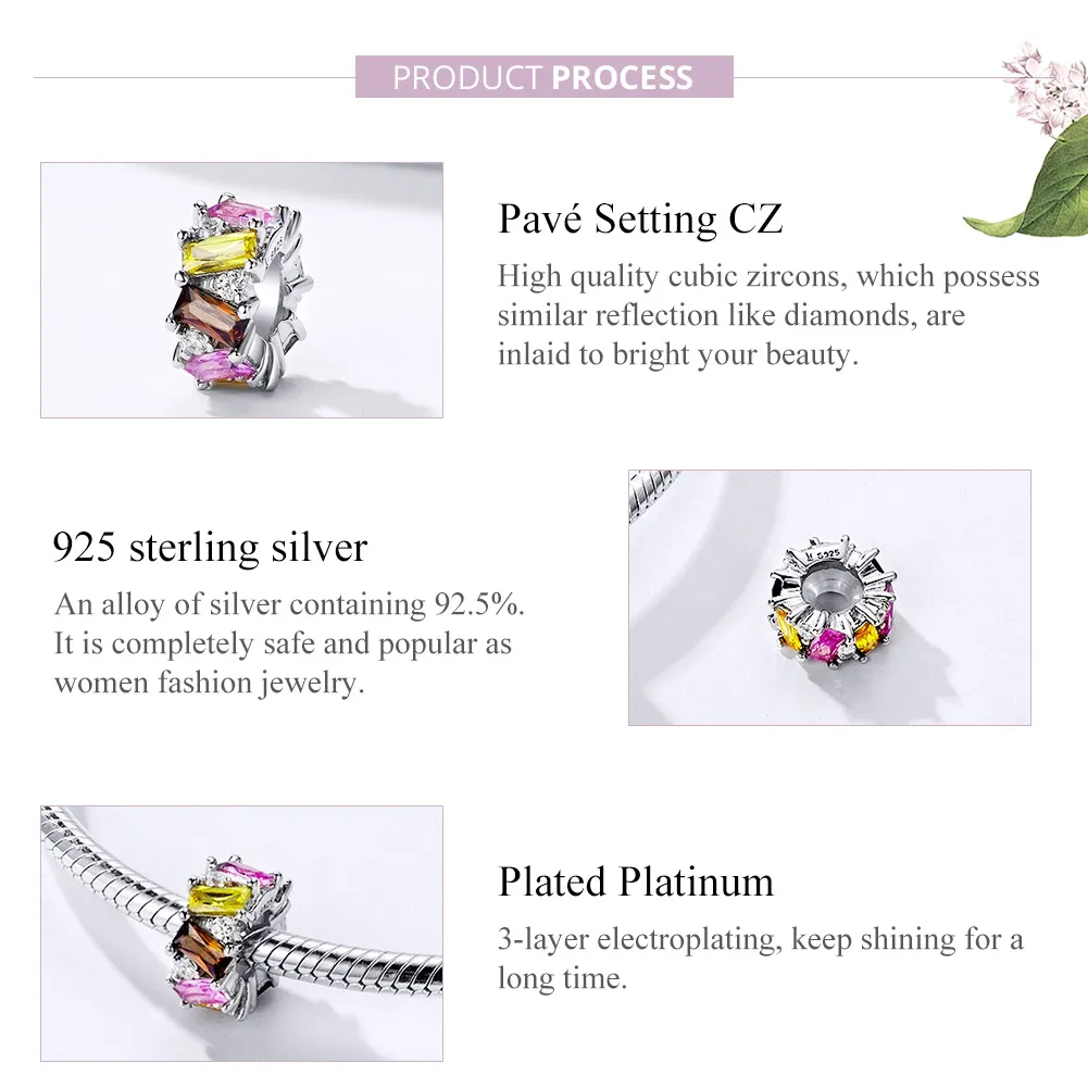 Pandora Style Silver Colorful Zirconium Spacer - SCC1182