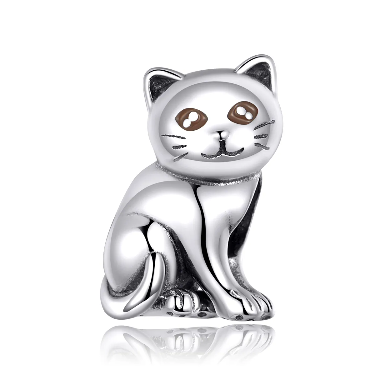 pandora style silver cute cat charm scc1305