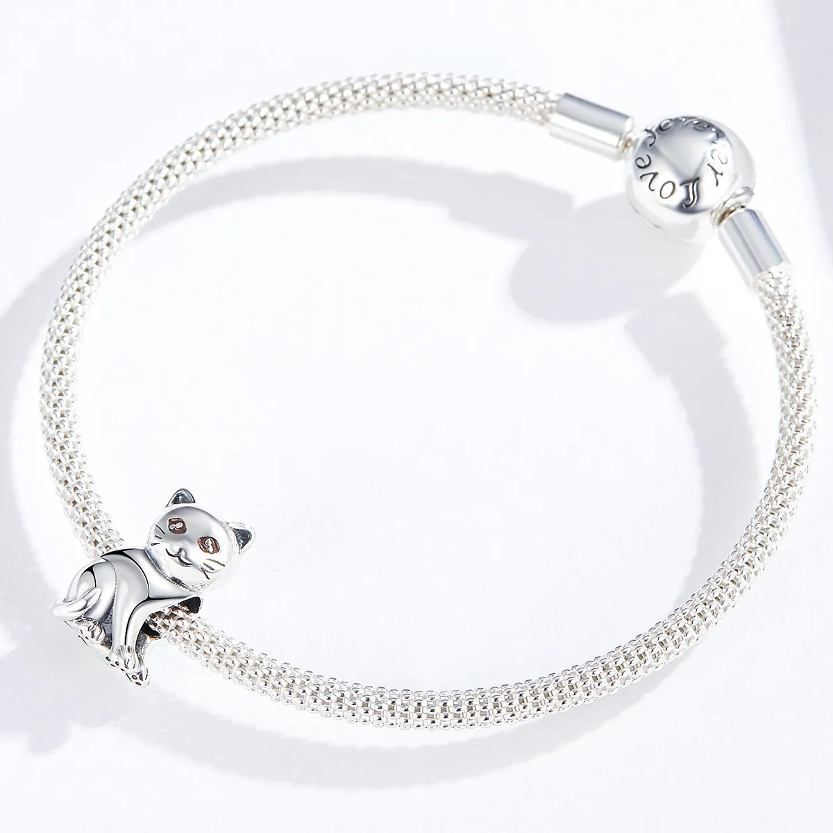 Pandora Style Silver Cute Cat Charm - SCC1305