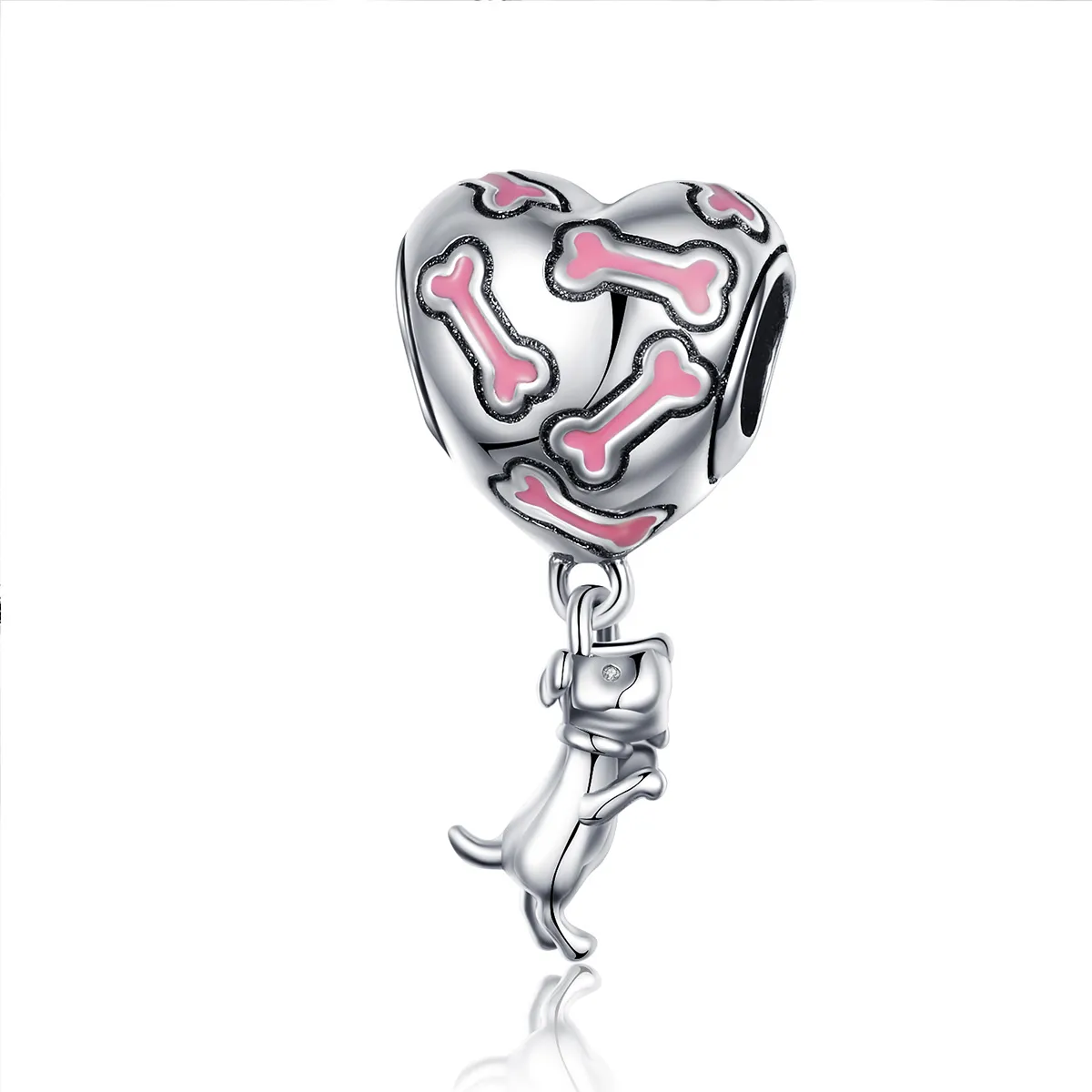 Pandora Style Silver Cute Puppy Dangle Charm - SCC1199