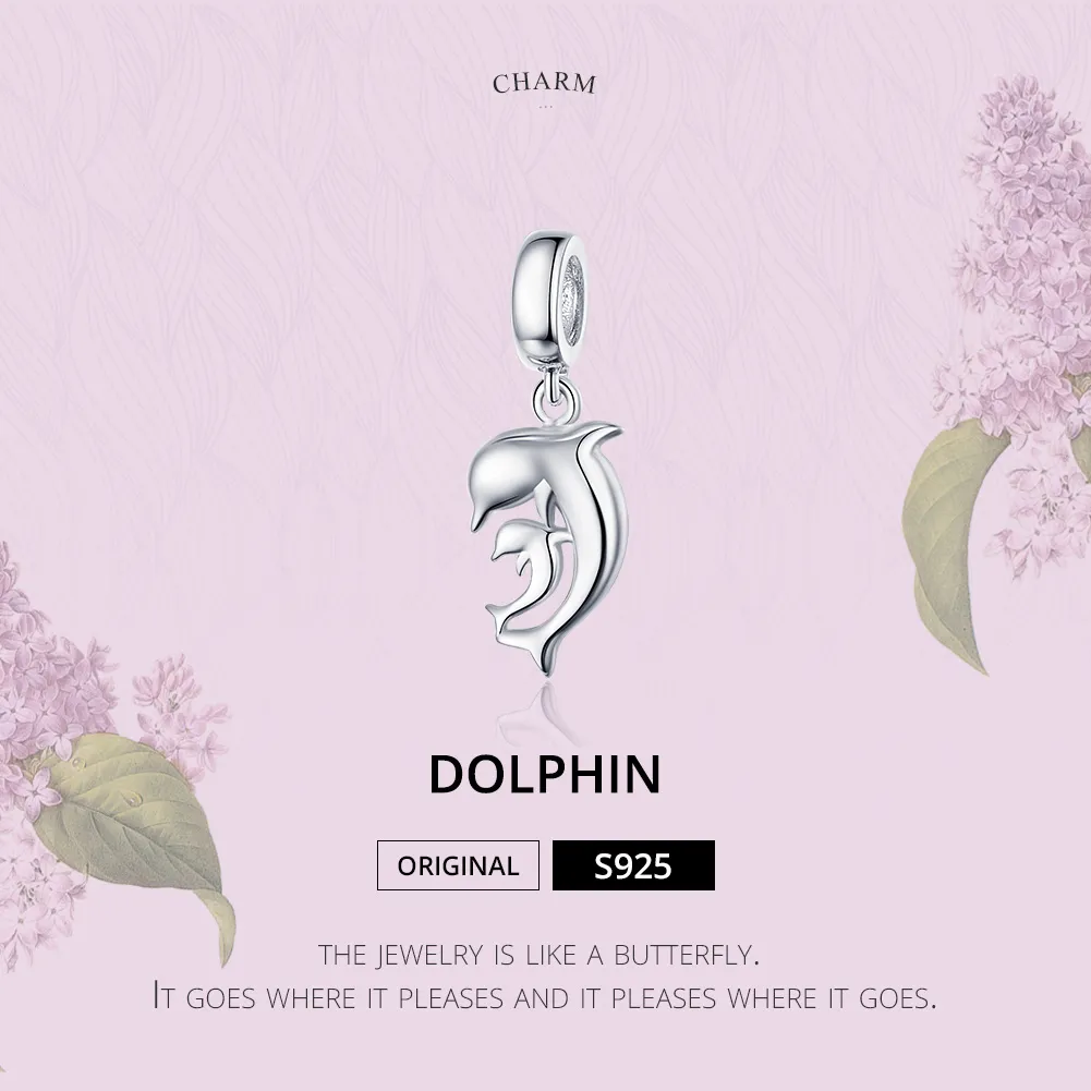 Pandora Style Silver Dolphin Dangle - SCC1206