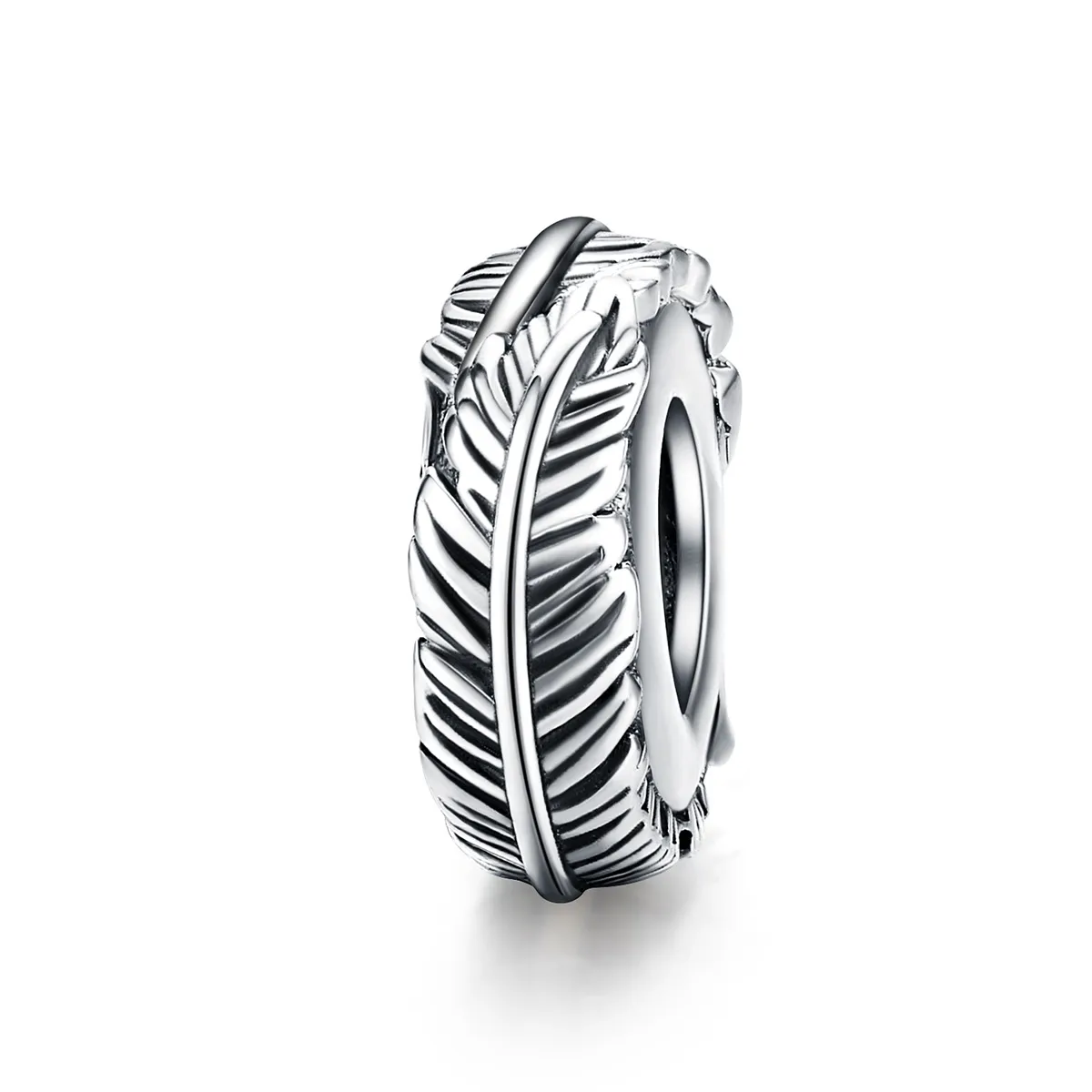 pandora style silver feather spacer scc1236