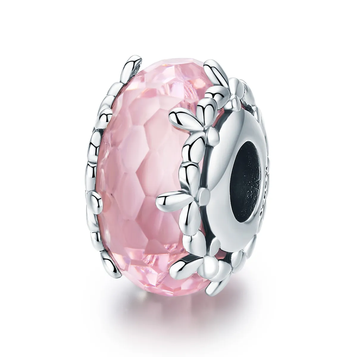 pandora style silver floret murano glass charm scc1282