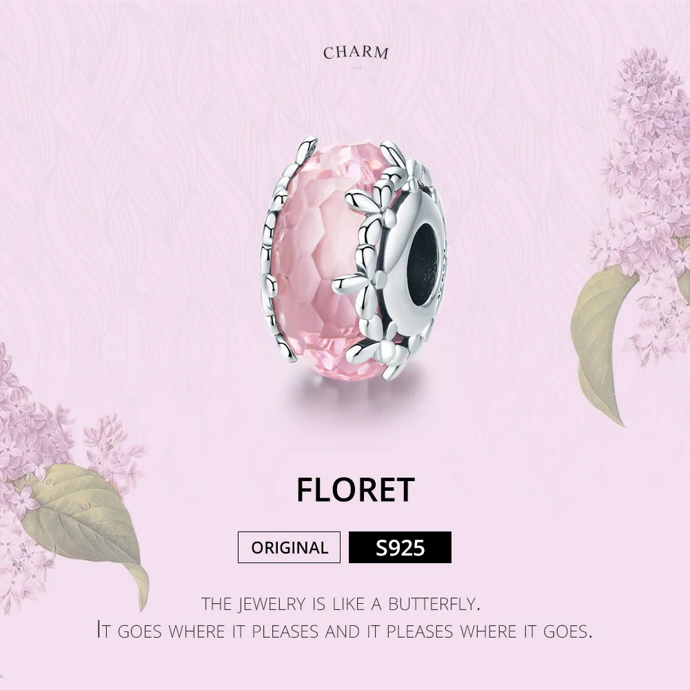 Pandora Style Silver Floret Murano Glass Charm - SCC1282