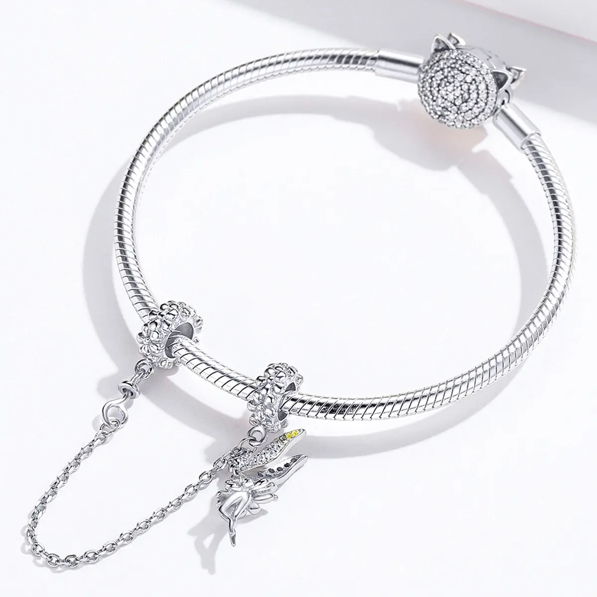 Pandora Style Silver Flower Elf Safety Chain - SCC1278