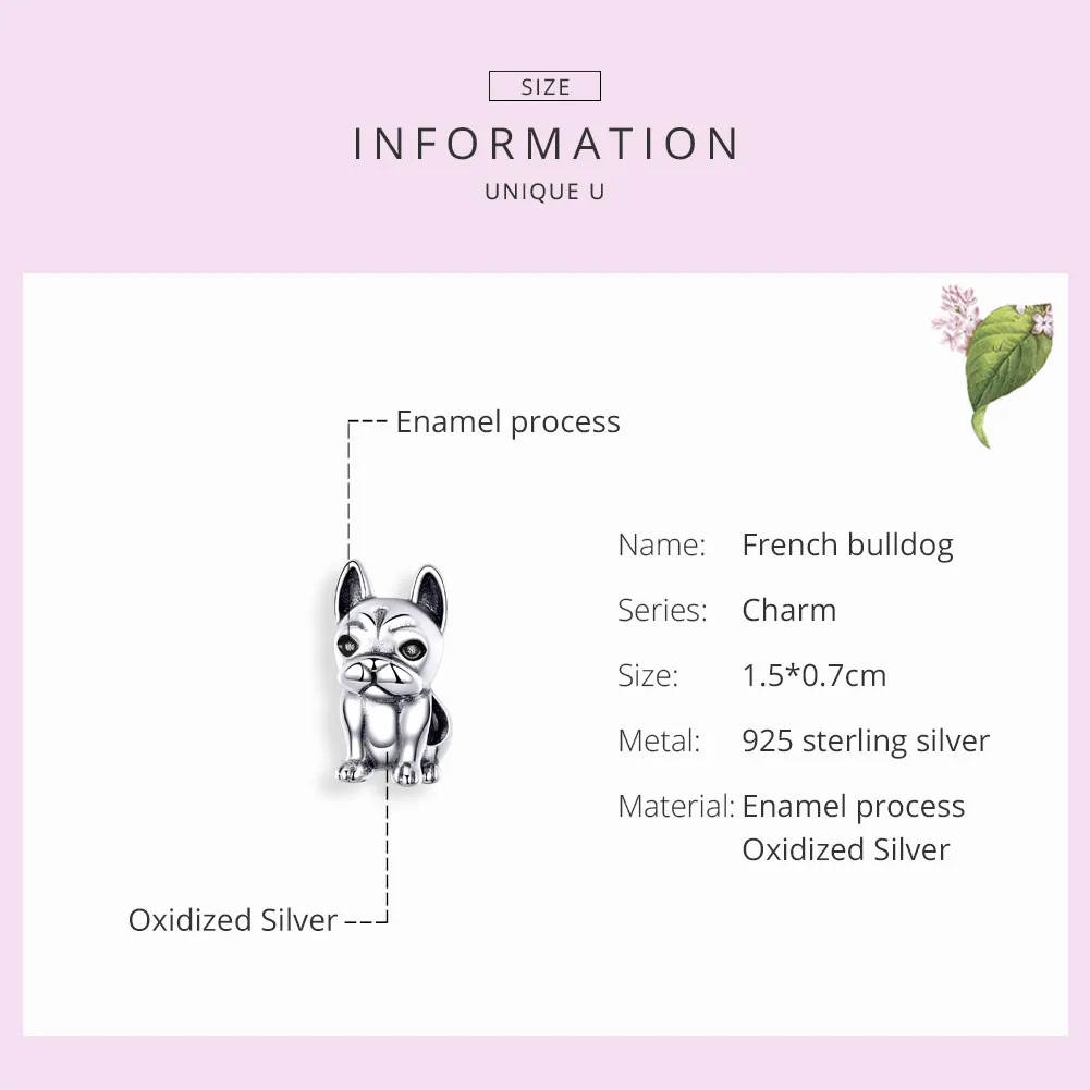 Pandora Style Silver French Bulldog Charm - SCC1306