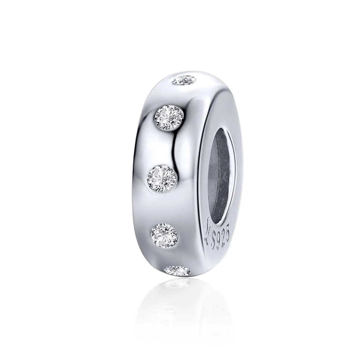 pandora style silver glittering spacer scc1171