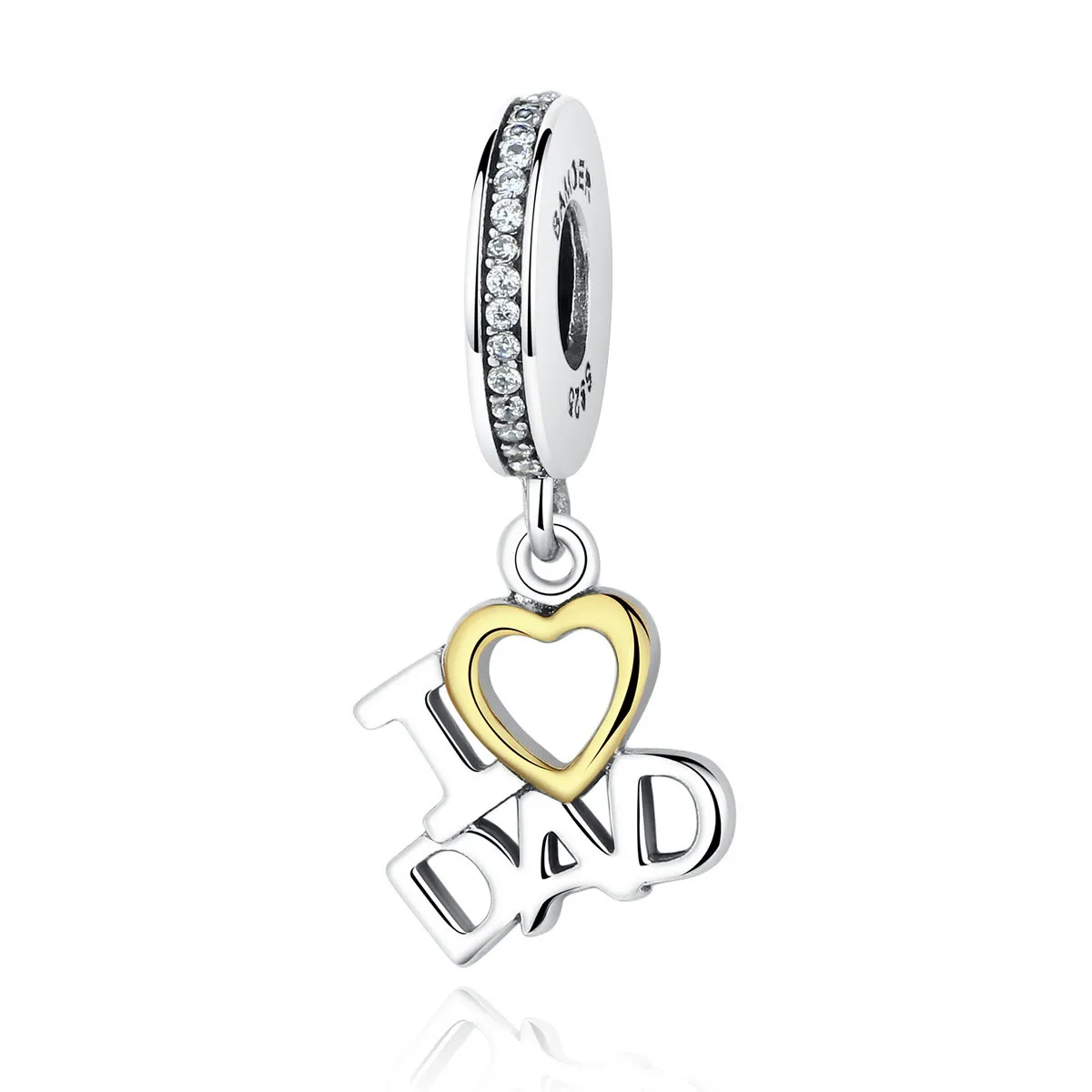 Pandora Style Silver & Gold-Plated I Love Dad Dangle - SCC052