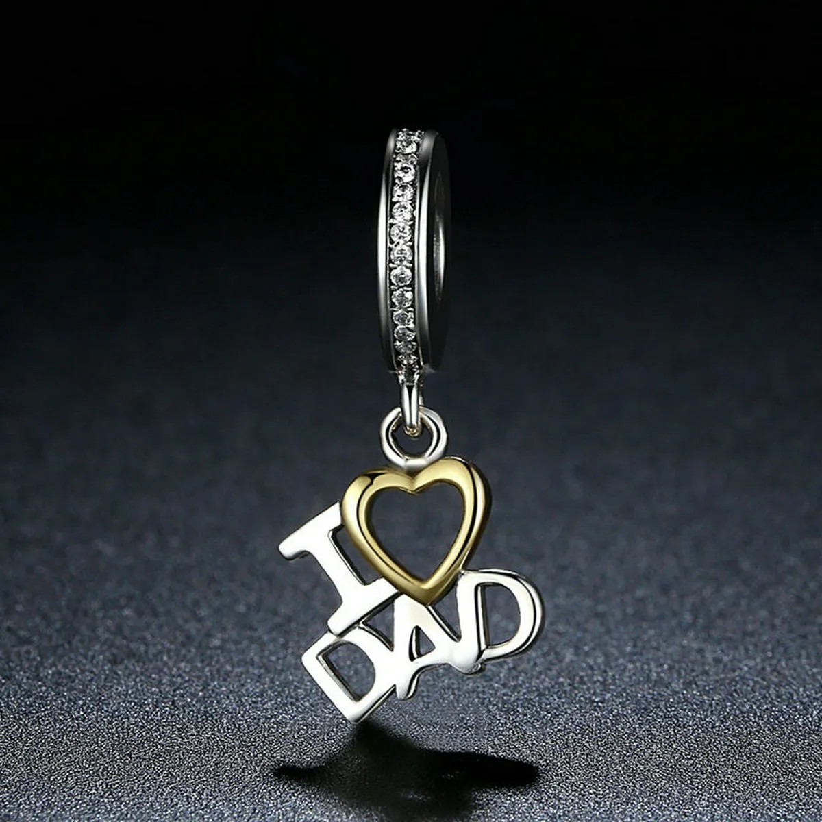 Pandora Style Silver & Gold-Plated I Love Dad Dangle - SCC052