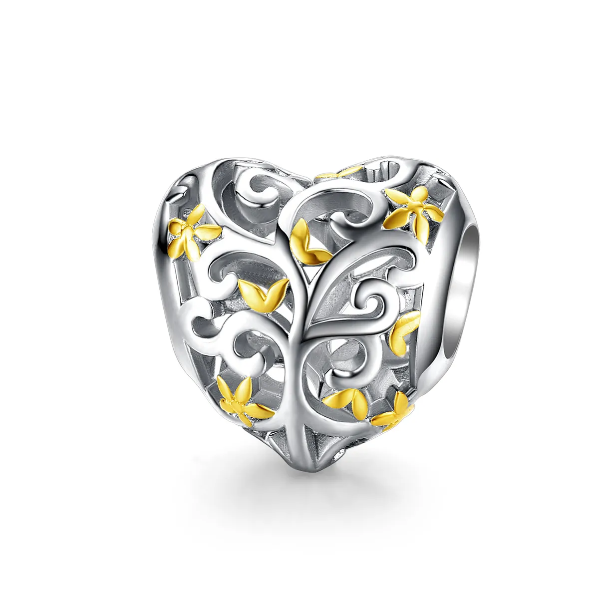 pandora style silver goldplated life tree charm scc1249