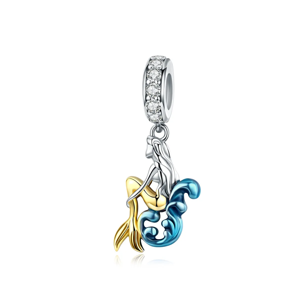 Pandora Style Silver & Gold-Plated Waiting Mermaid Dangle - SCC1166