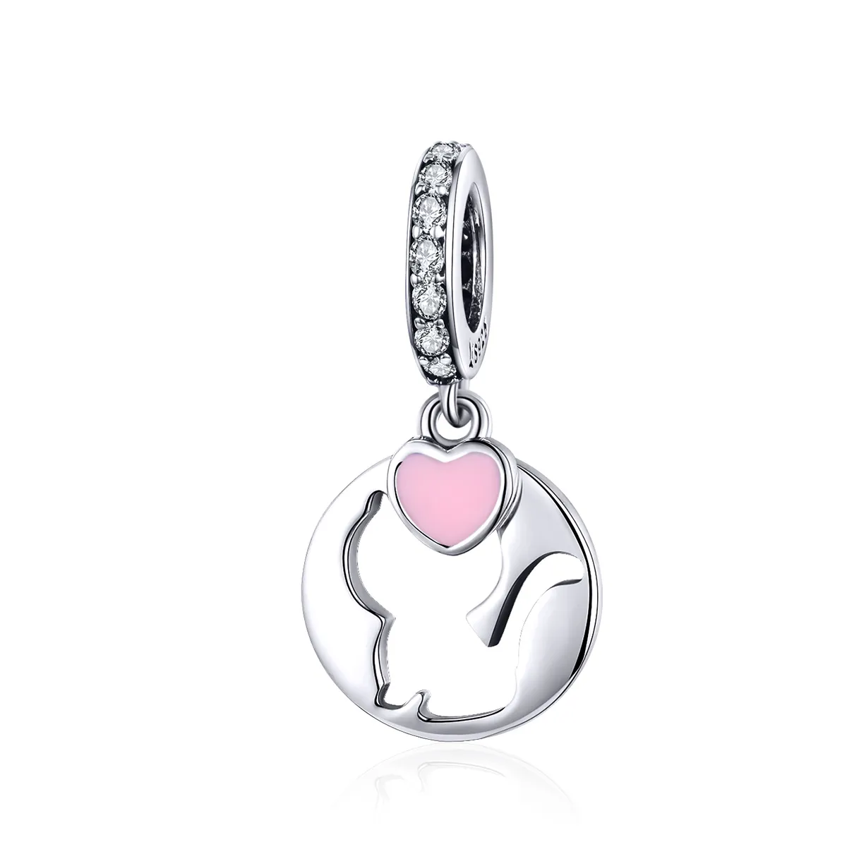 Pandora Style Silver Happy Kitty Dangle Charm - SCC1140