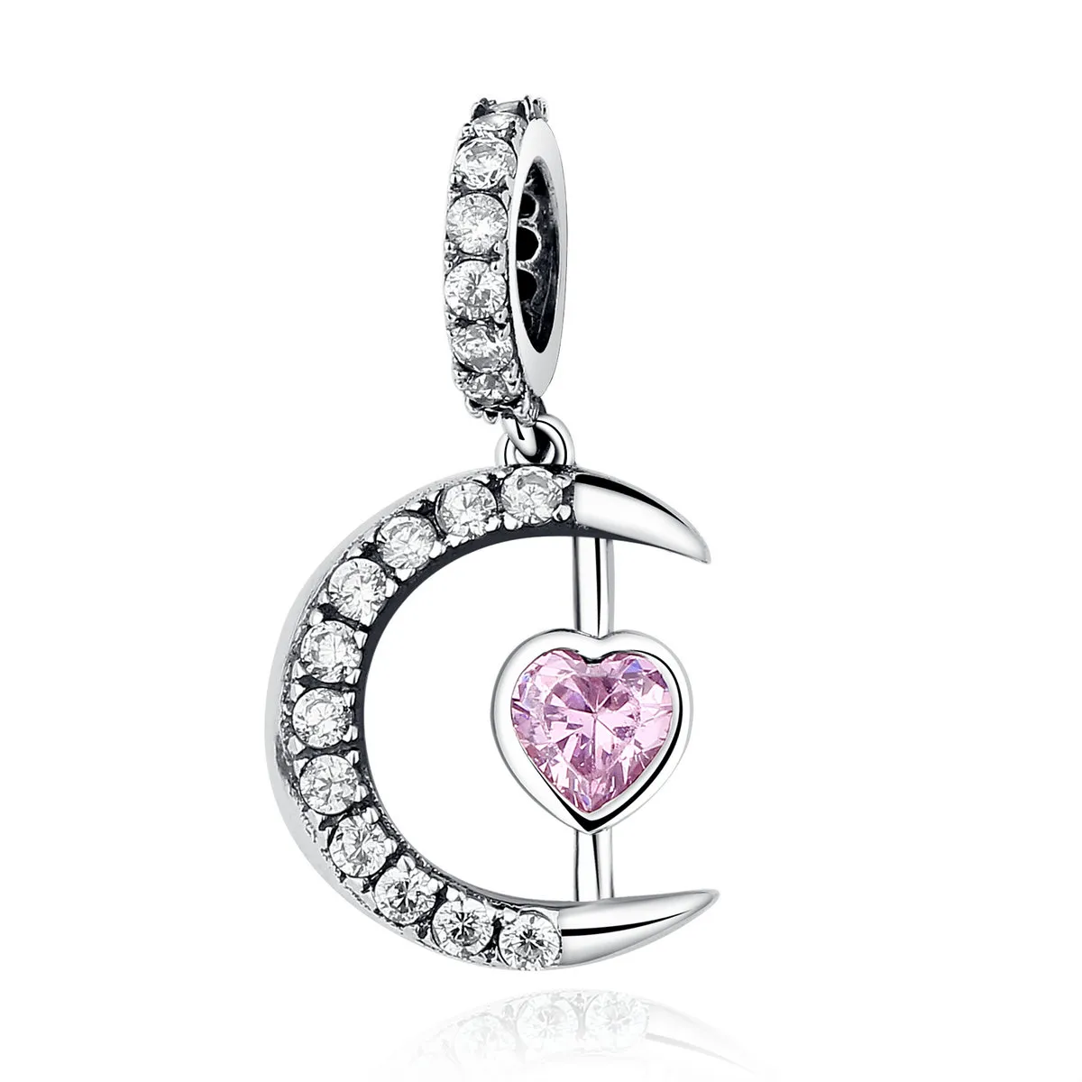 pandora style silver heart of the moon dangle scc040