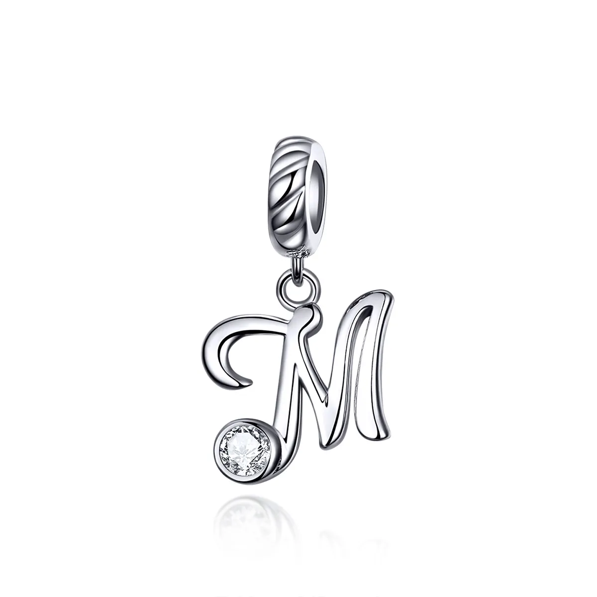 pandora style silver letter m dangle scc1183m