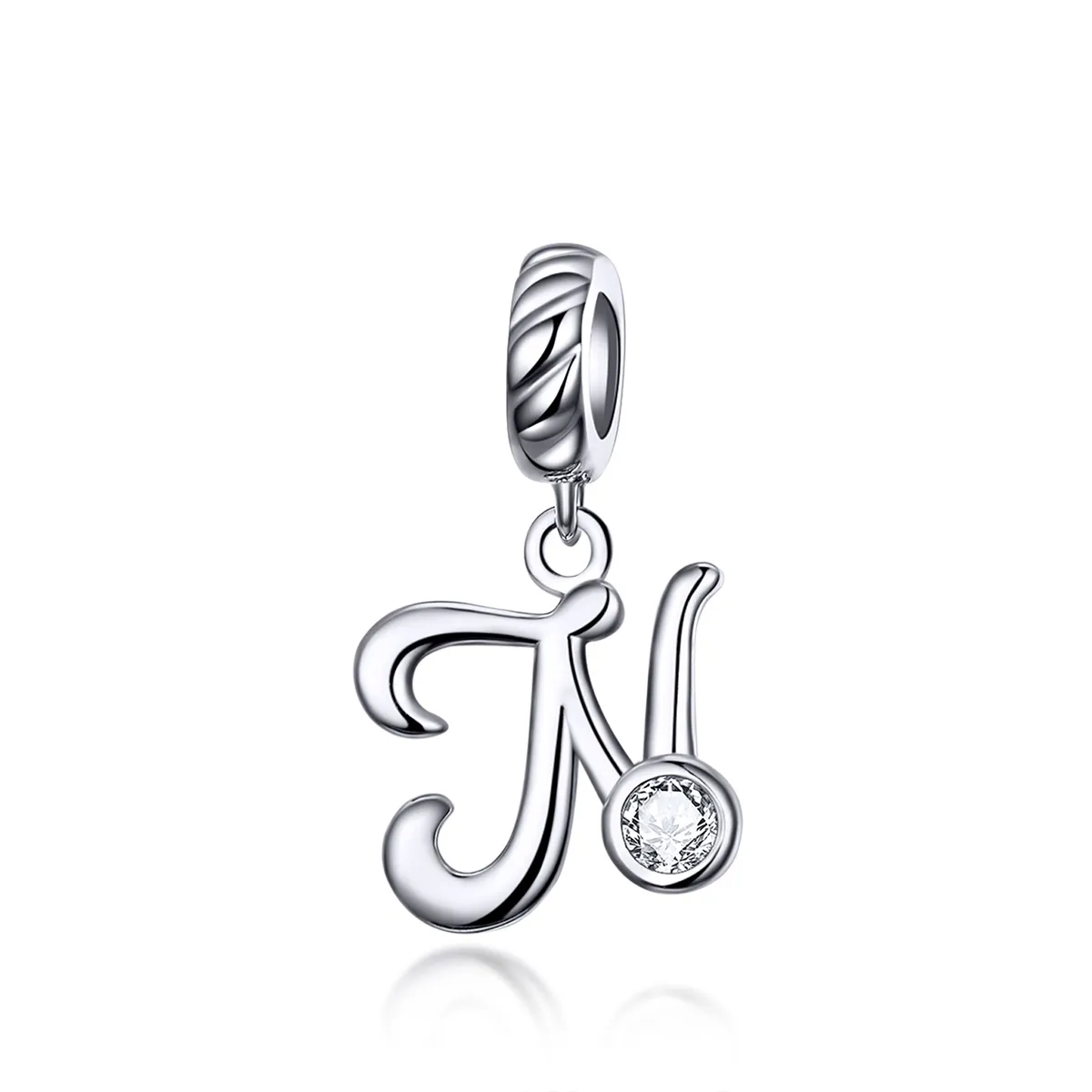 pandora style silver letter n dangle scc1183n