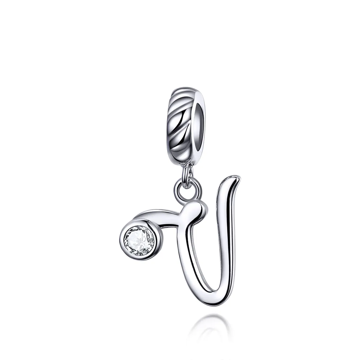 pandora style silver letter v dangle scc1183v