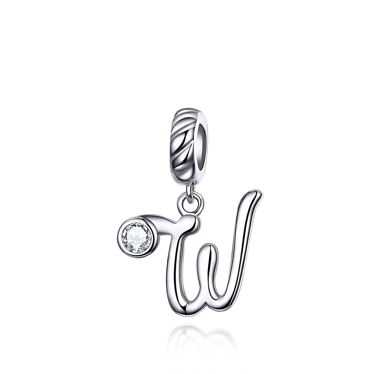 pandora style silver letter w dangle scc1183w