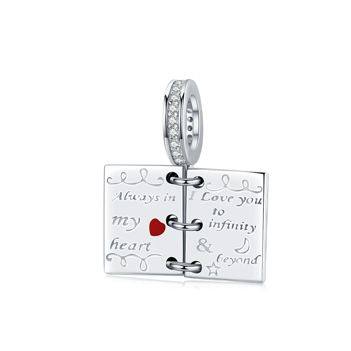 pandora style silver love letter dangle scc1262