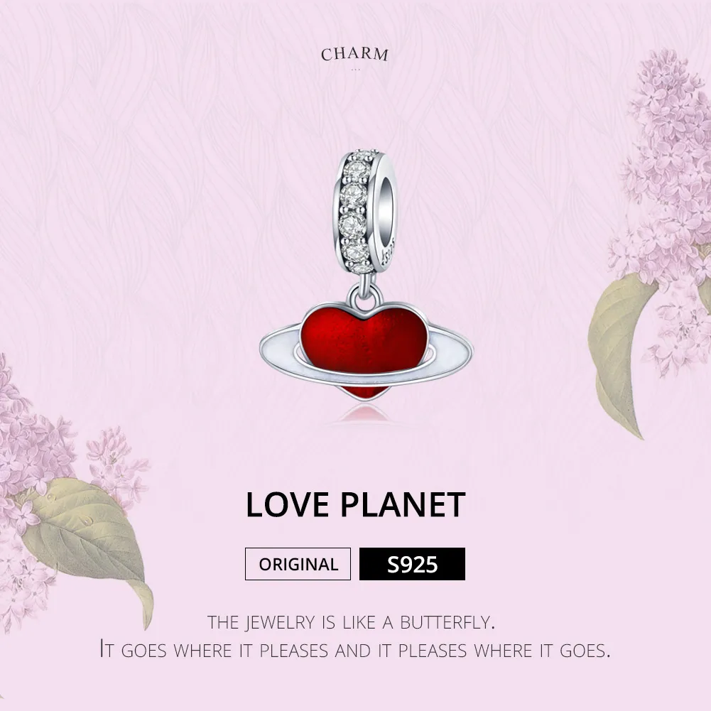 Pandora Style Silver Love Planet Dangle - SCC1165