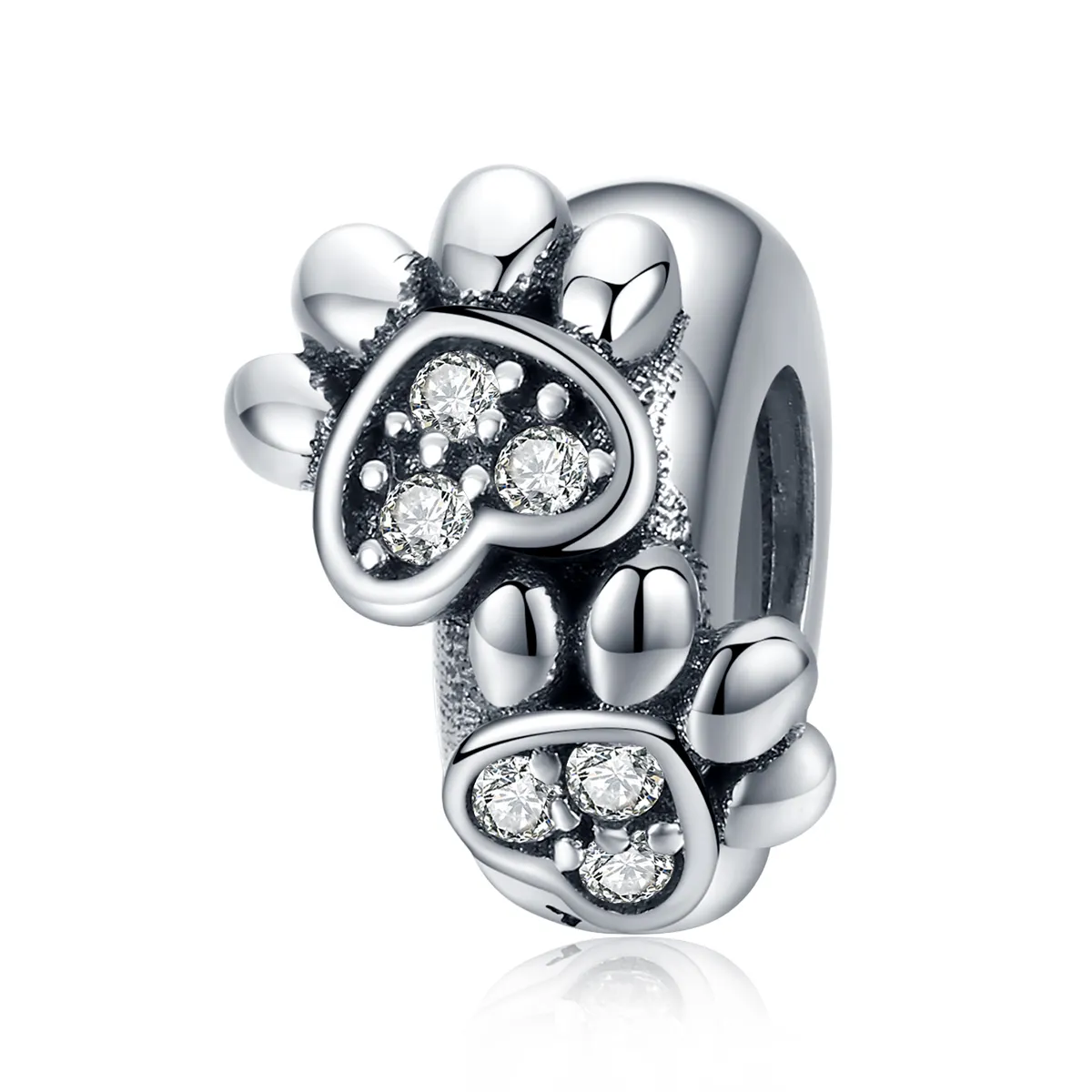 pandora style silver lovely cat paw spacer scc1312