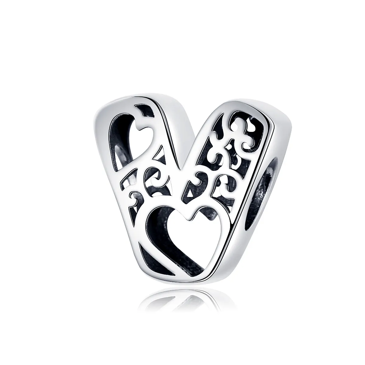 pandora style silver magic letter v charm scc1229v