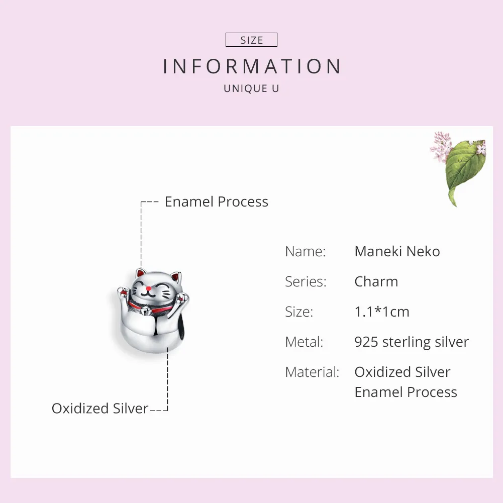 Pandora Style Silver Maneki Neko Charm - SCC1178