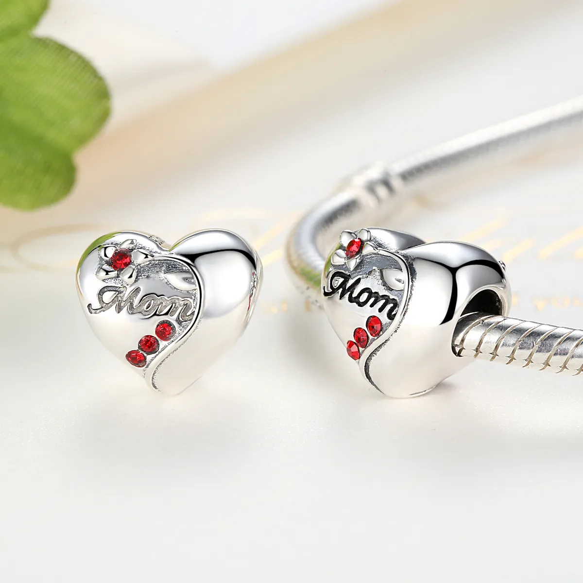 Pandora Style Silver Mom Heart Charm - SCC004