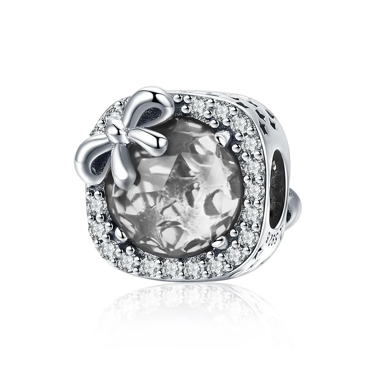 pandora style silver pavé bow charm scc1058wh