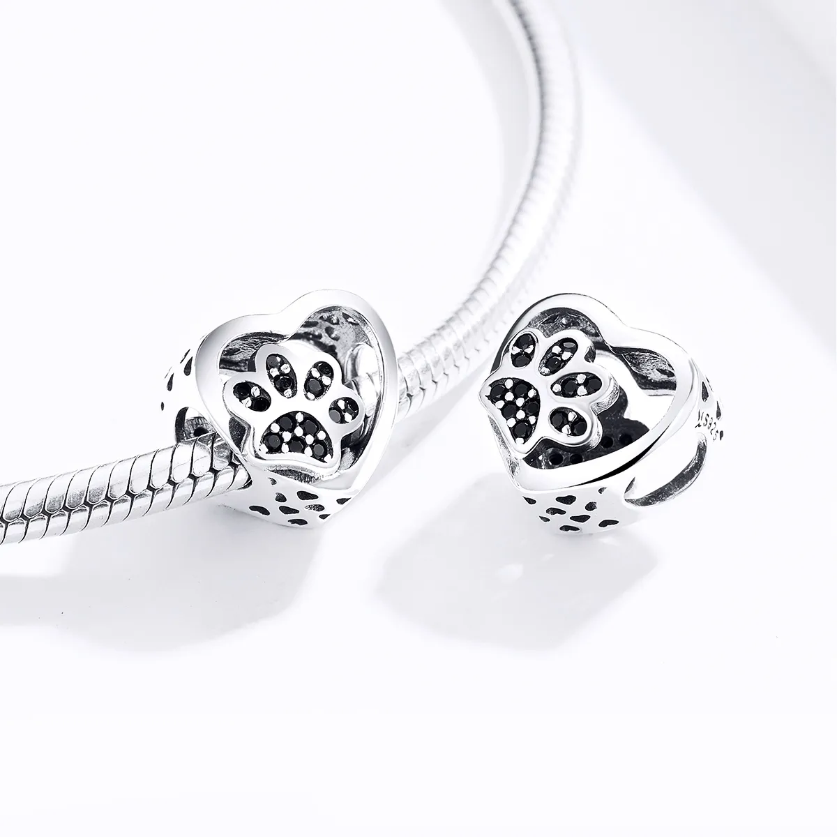 Pandora Style Silver Paw Mark of Pets Charm - SCC1191-Bk