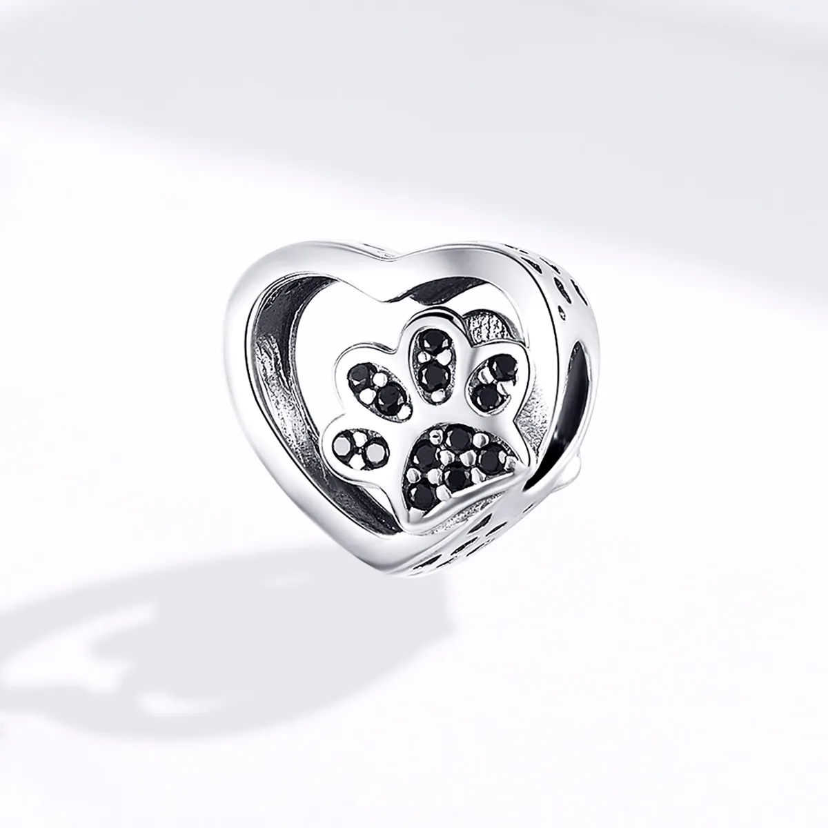 Pandora Style Silver Paw Mark of Pets Charm - SCC1191-Bk