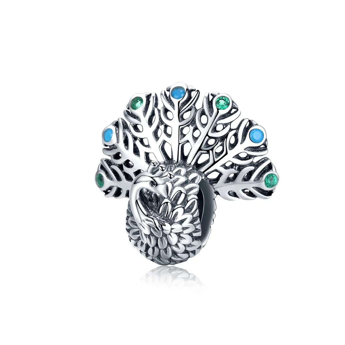 Pandora Style Silver Peacock Charm - SCC1260