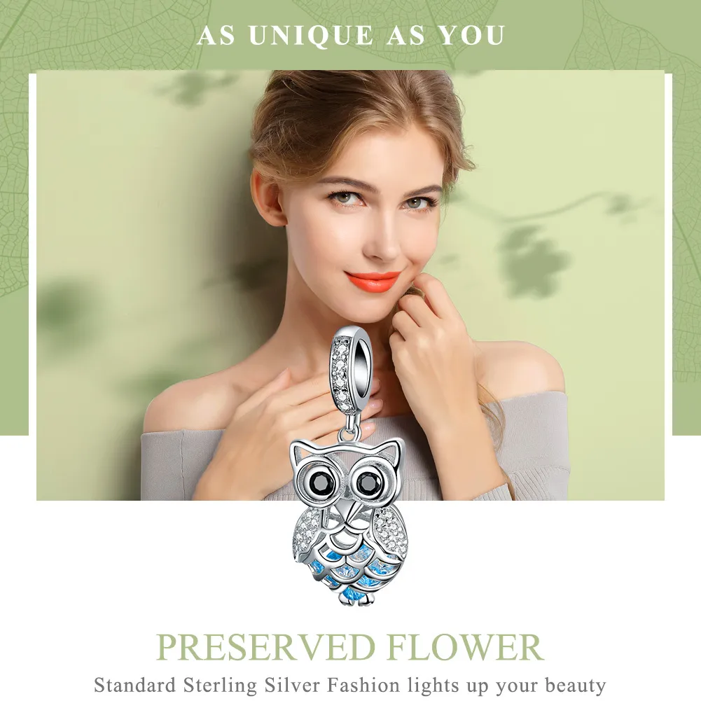 Pandora Style Silver Perpetual Owl Dangle - SCC1124