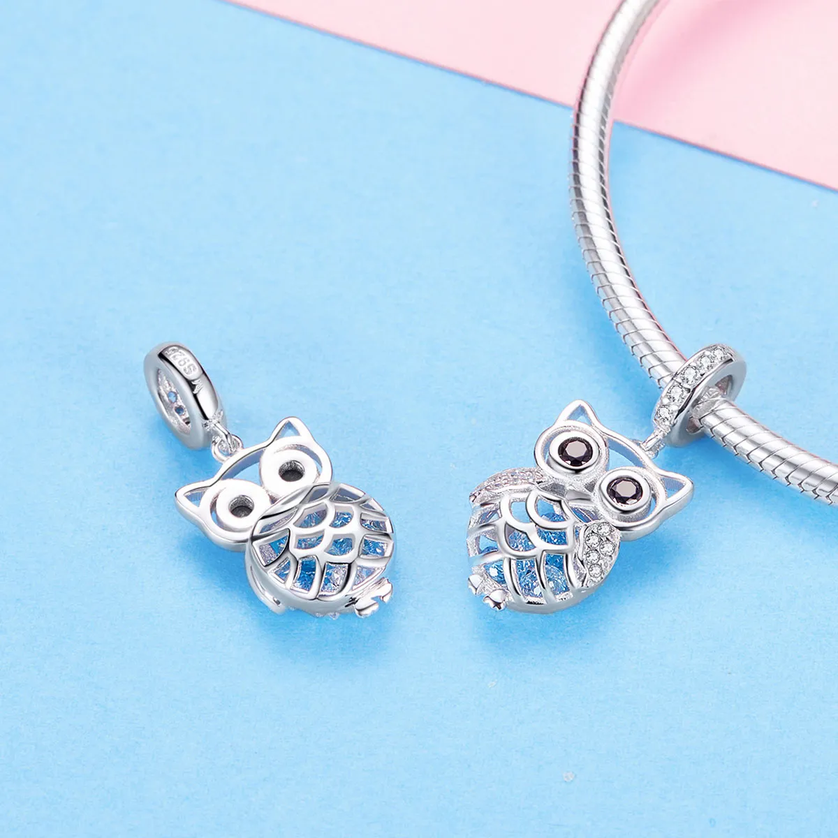 Pandora Style Silver Perpetual Owl Dangle - SCC1124