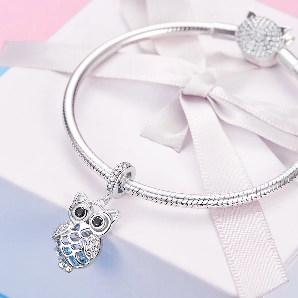 Pandora Style Silver Perpetual Owl Dangle - SCC1124