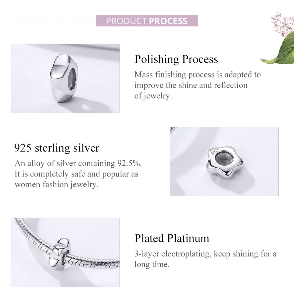 Pandora Style Silver Plum Blossom Spacer - SCC1168