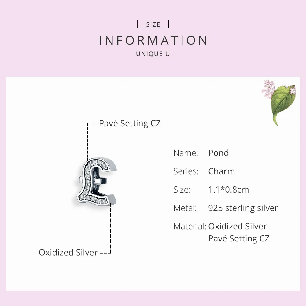 Pandora Style Silver Pound Sign Charm - SCC1269