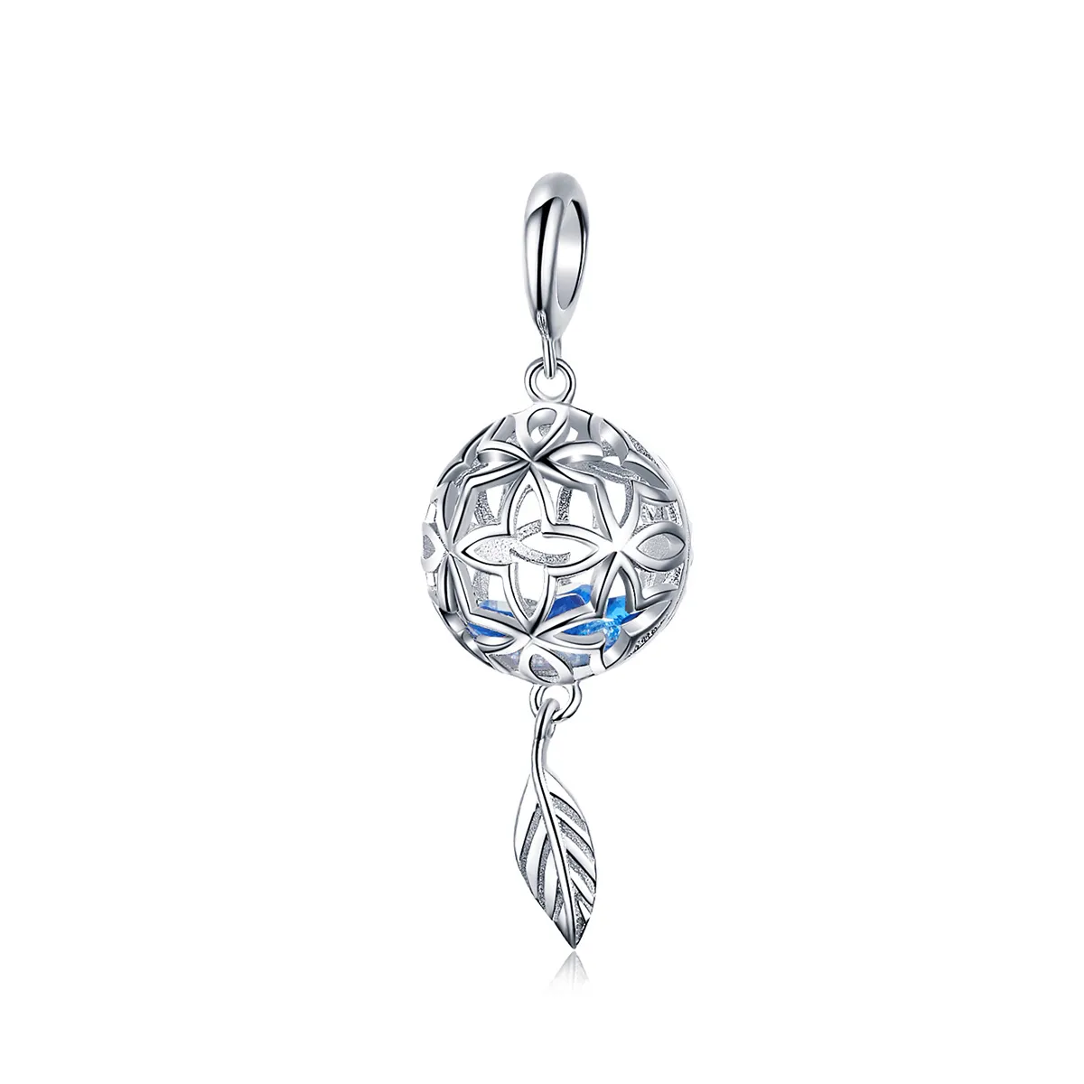 Pandora Style Silver Preserved Flower Dangle - SCC1123