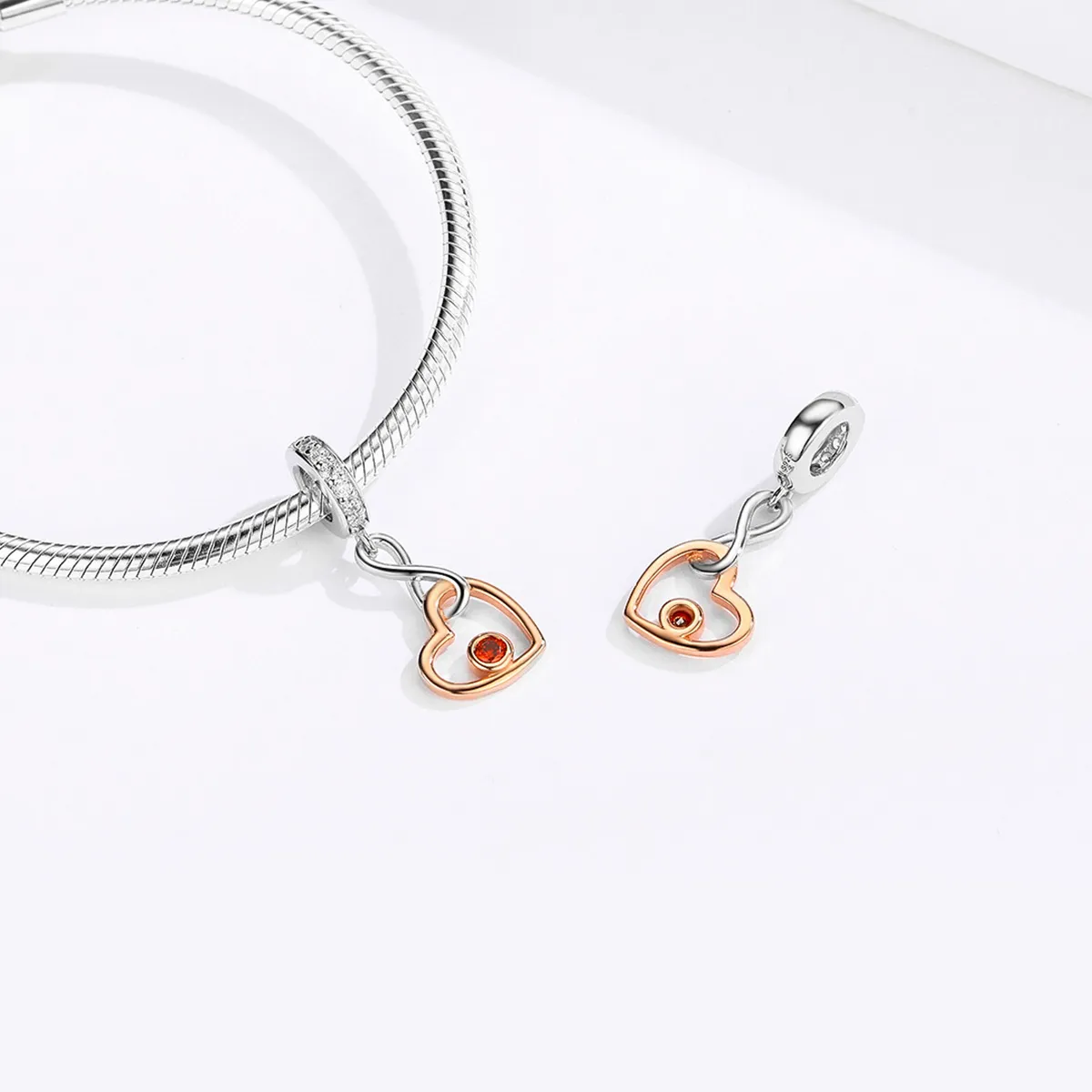 Pandora Style Silver & Rose Gold Palpitation Dangle - SCC1239