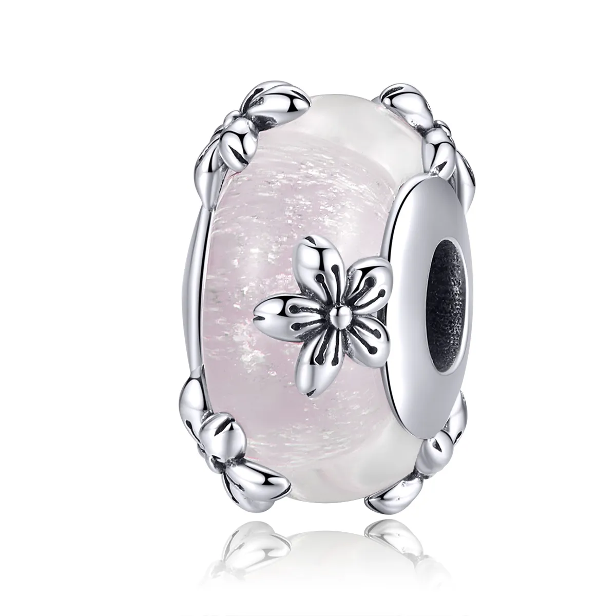 pandora style silver sakura murano glass charm scc1302