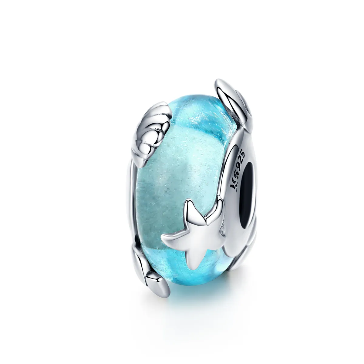 pandora style silver sea world murano glass charm scc1257