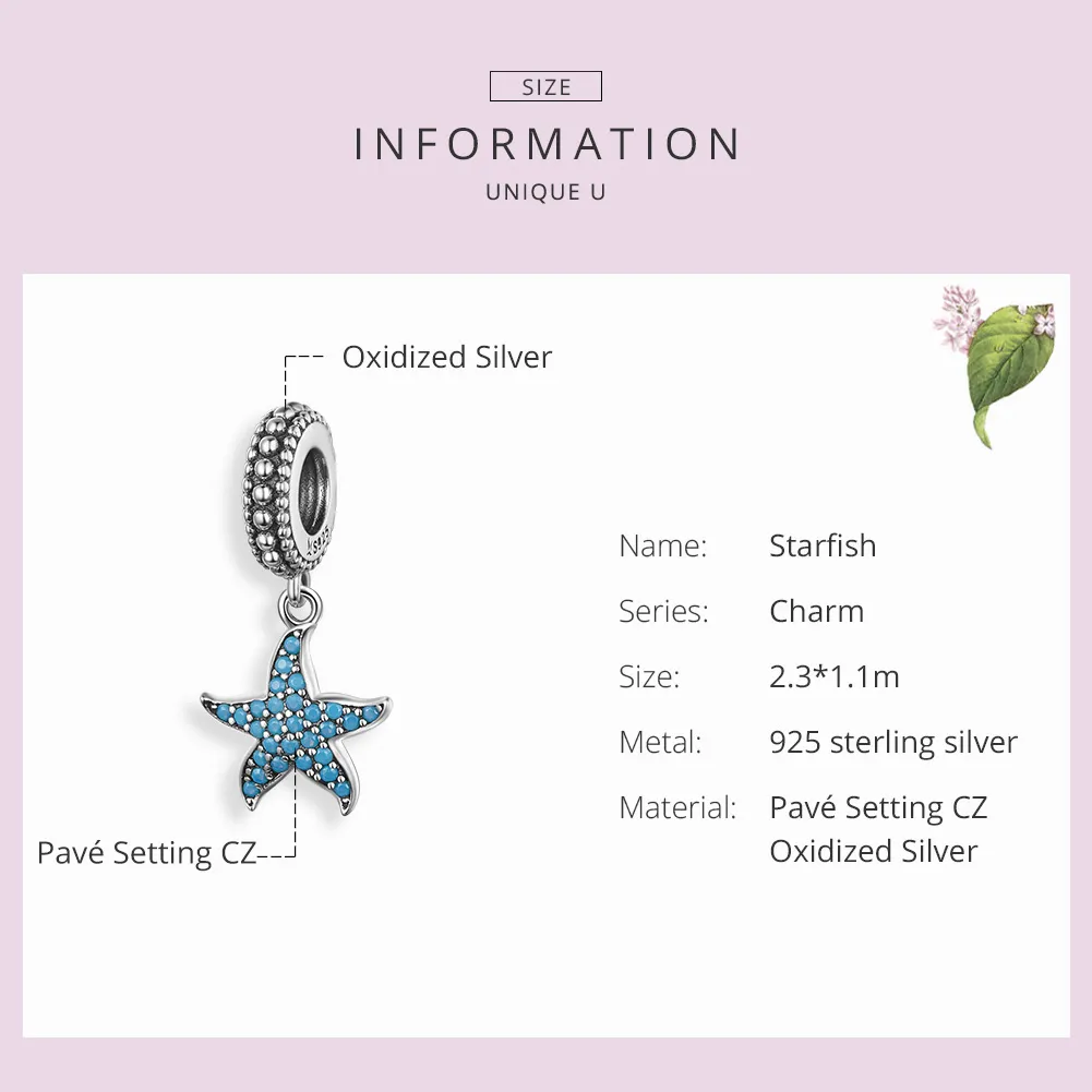 Pandora Style Silver Starfish Dangle - SCC1210