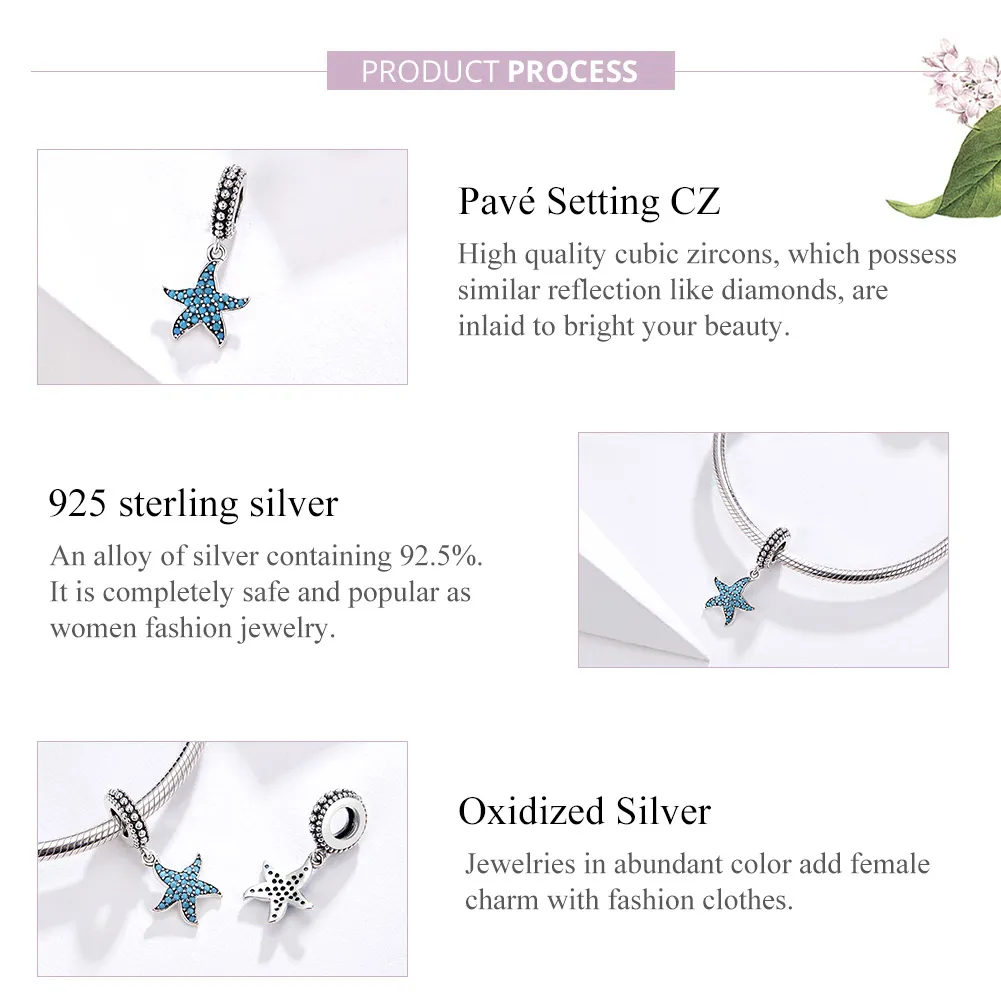 Pandora Style Silver Starfish Dangle - SCC1210