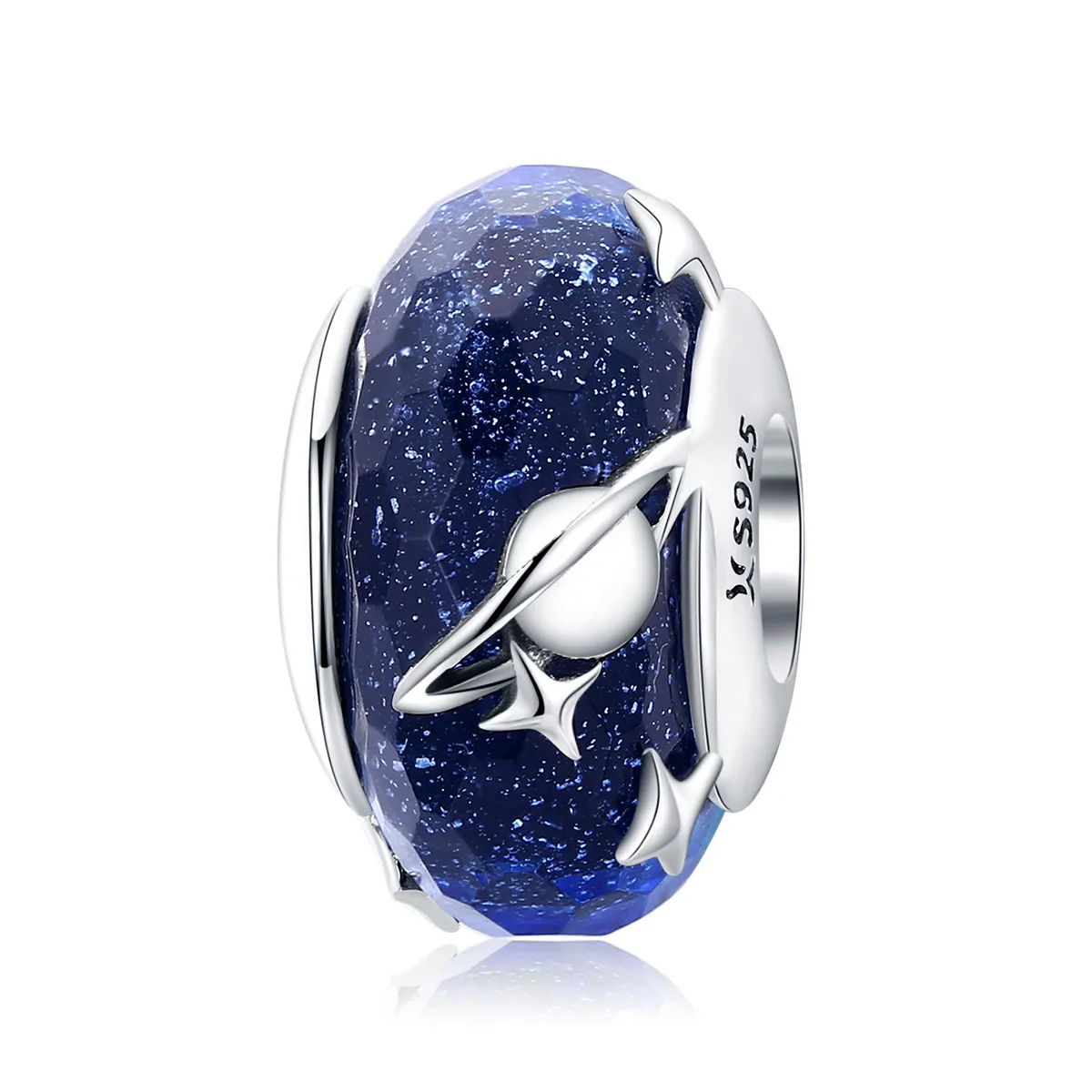 Pandora Style Silver Starry Sky Murano Glass Charm - SCC1284