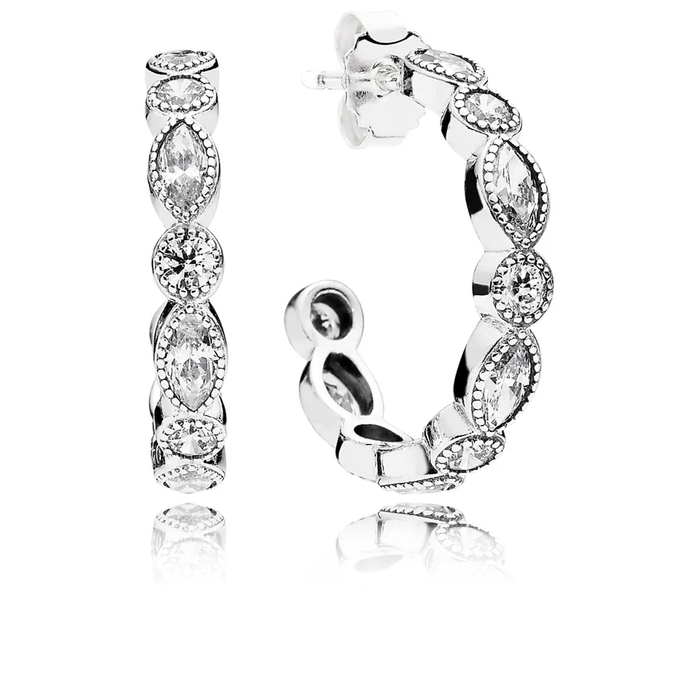 pandora alluring brilliant marquise with clear cz hoop earrings 290724cz