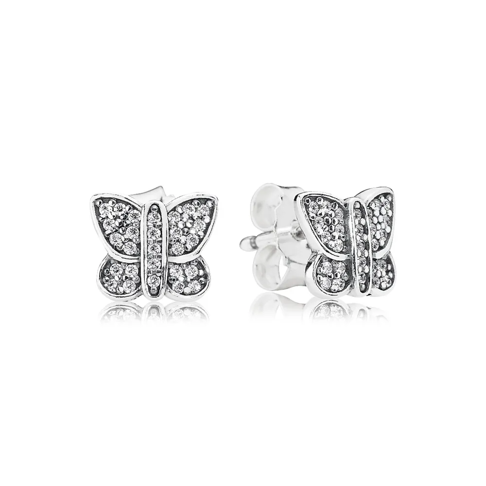 pandora butterfly silver stud earrings 290571cz