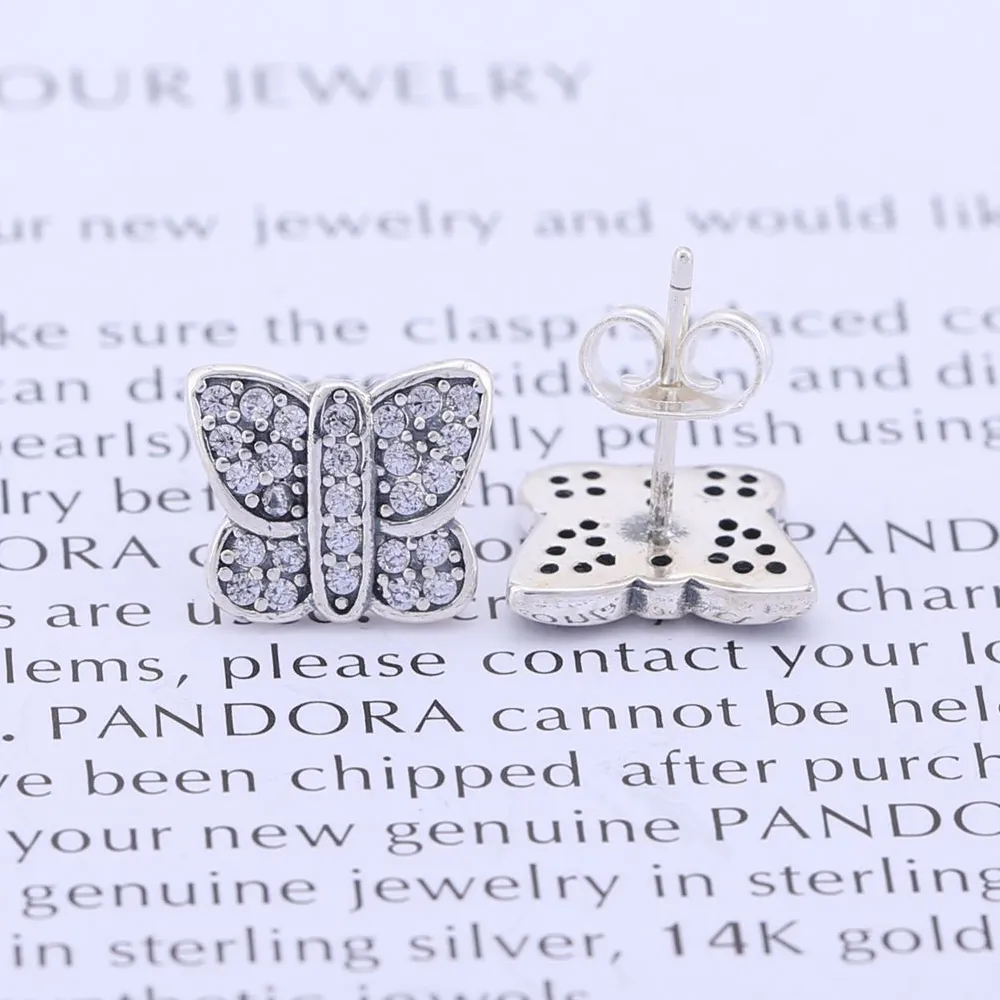 PANDORA Butterfly Silver Stud Earrings - 290571cz