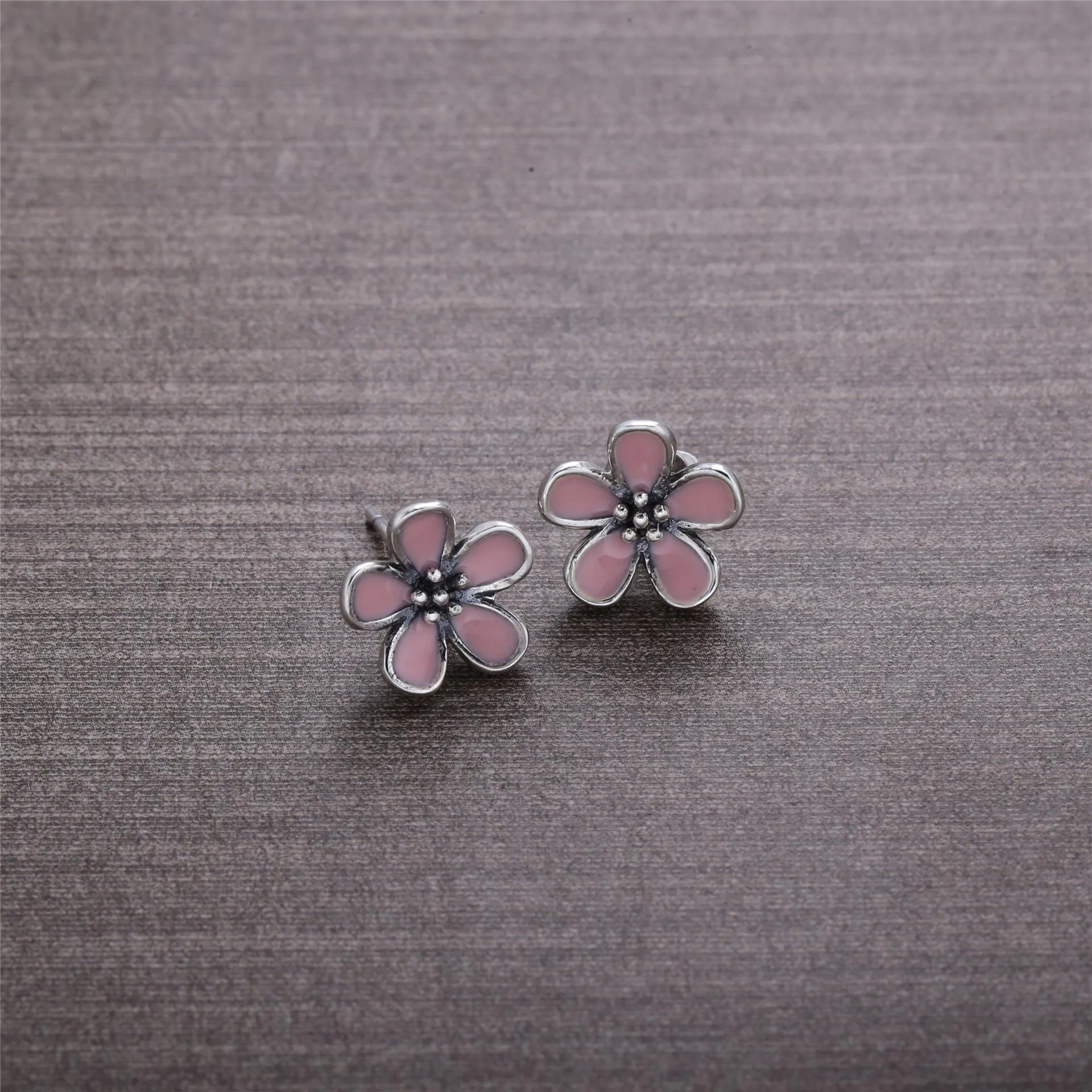 PANDORA Cherry Blossom with Pink Enamel Stud Earrings - 290537EN40